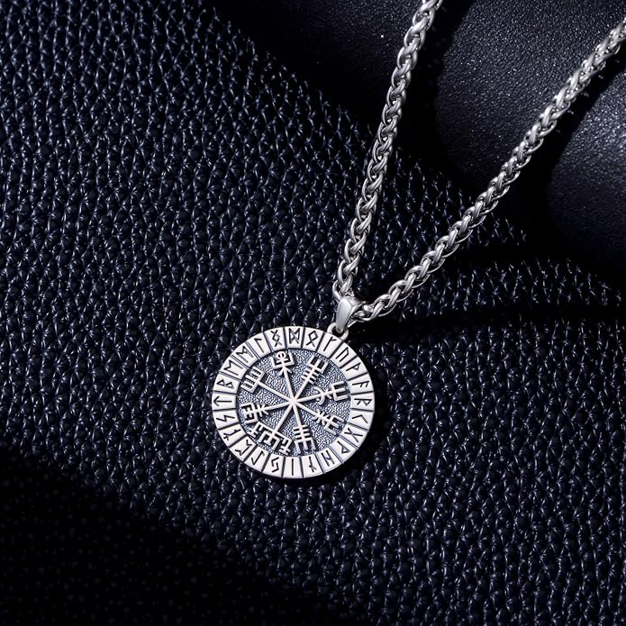 Viking Necklace for Men 925 Sterling Silver Norse Viking Pendant Norse Jewelry for Dad Husband, w/Stainless Steel Chain 22"+2"