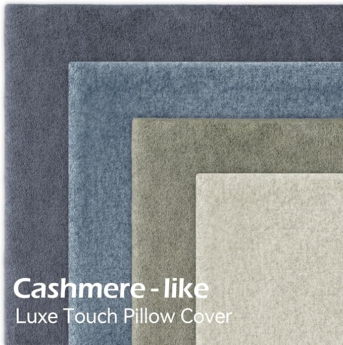 a moment Waterproof Throw Pillow Covers Set of 4,24x24 Inch Outdoor Stain Resistant Pet Friendly Pillowcases Cushion Covers for Patio Sofa and Living Room,Seaside Mist