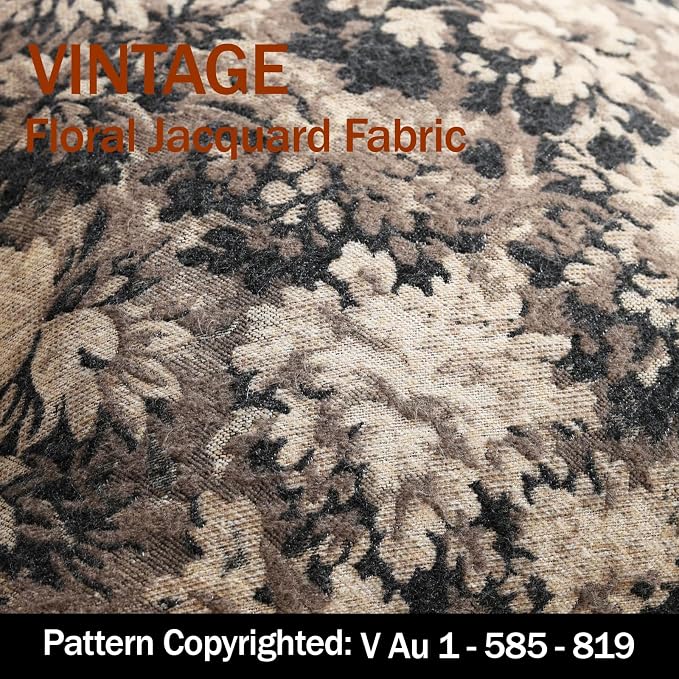 DEZENE Pack of 2 Vintage Floral Throw Pillow Covers 16x16 Boho Farmhouse Accents Chenille Square Decorative Pillow Cases for Living Room Couch Bed Home Decor, Taupe