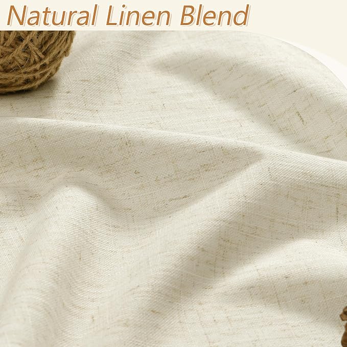 Guken 100% Blackout Curtains 63 Inch Length 2 Panels Set for Living Room Bedroom Back Tab Thermal Insulated Black Out Linen Drapes Room Darkening Window Curtains 63 Inches Long,Warm Beige
