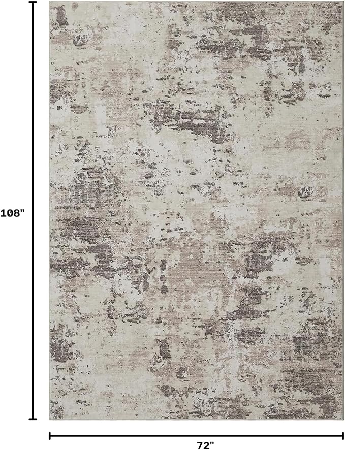 ROYHOME Modern Abstract Area Rug 6x9 Non Slip Non Shedding Rug Low Pile Stain Resistant for Bedroom Living Room,Brown Grey