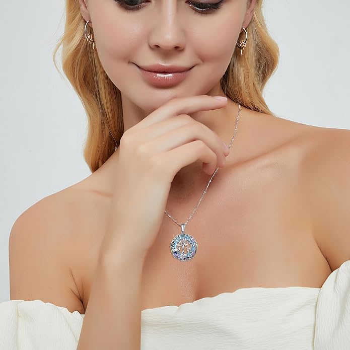 Tree of Life Thor Hammer Pendant Necklace for Women Sterling Silver S925 Jewelry for Women US1