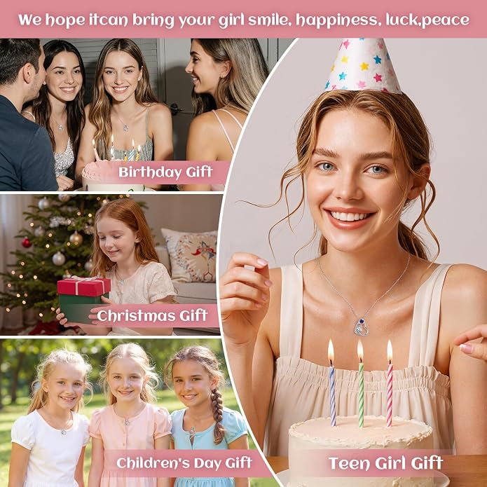 CDE Christmas Gift for women Cute Unicorn Birthstone Necklace for Girls Daughter 925 Sterling Silver Opal Heart Pendant Graduation Birthday Christmas Jewelry Gift for Teenage Girls Niece