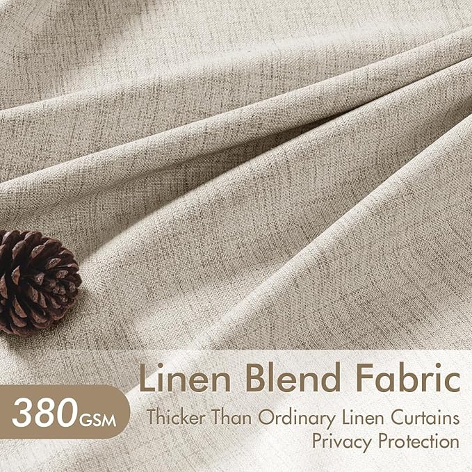 MIULEE Pinch Pleated Thick Linen Curtains 84 Inch 4 Panels Set Back Tab Memory Trained Pinch Pleat Semi Sheer Light Filtering Privacy Let Light in Window Drapes for Living Room Bedroom Burlywood Birch