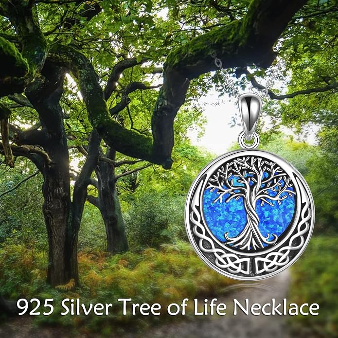 ONEFINITY Tree of Life Necklace 925 Sterling Silver Abalone Shell Celtic Knot Pendant Necklace for Women Jewelry