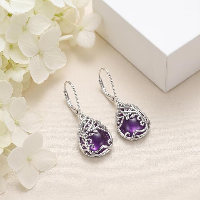 Teardrop Tree of Life/Filigree Earrings for Women Dangle Leverback Earrings Jewelry Gift Anniversary For Her