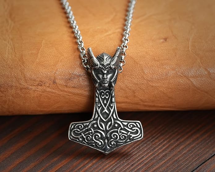 Baldur Jewelry - Thors Hammer Necklace Pendant Mjölnir - Viking Norse Thor Hammer Pendant Viking Jewelry - Thor Necklace - Thor Gifts for Men - Viking Necklace for Men