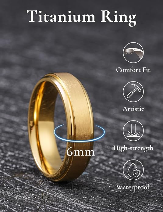 King Will Titanium Wedding Band for Men Women- 3-10mm Width Black/Sliver/Gold High Purity Titanium Promise Wedding Ring Comfort Fit for Daily Wear Size 6-14