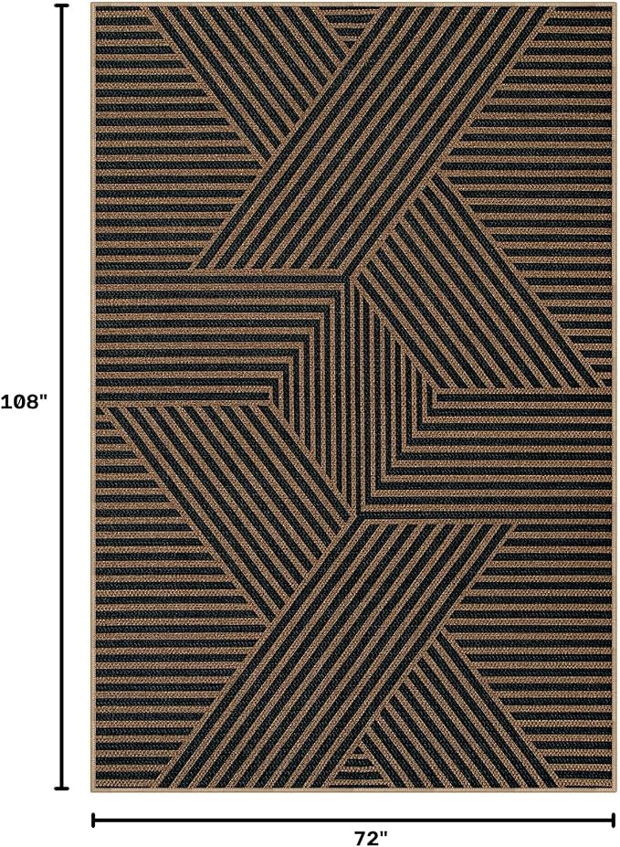 Lahome Modern Geometric Easy Jute Carpet, 6x9 Area Rugs for Living Room Outdoor Patio Washable Indoor Outdoor Dining Room Rug, Farmhouse Large Non Slip Carpet for Bedroom Backyard Office