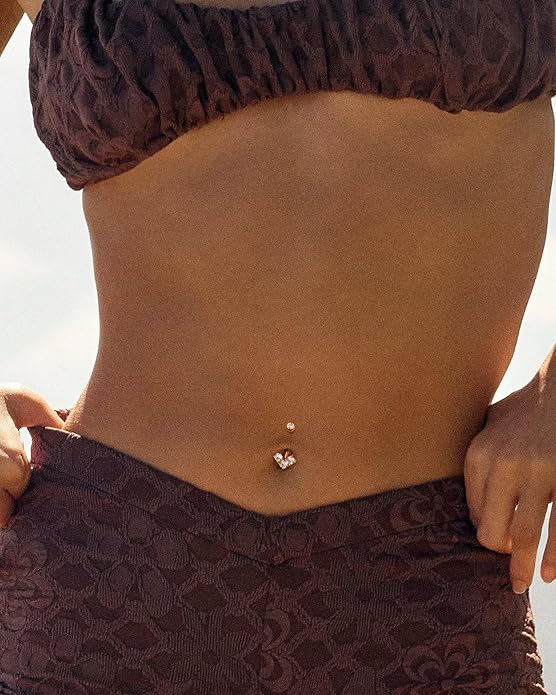 925 Sterling Silver Belly Button Rings 14G Heart Belly Navel Rings for Women Cute Navel Piercing Jewelry