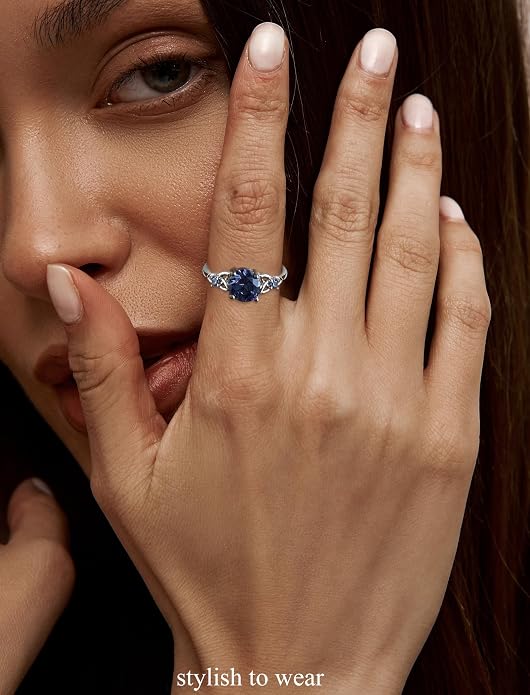 Celtic Knot Rings for Women 925 Sterling Silver Solitaire Ring Wedding Engagement Band Round Birthstone Jewelry Size 5-10