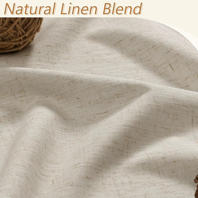 Guken 100% Blackout Linen Curtains for Bedroom 90 inches Long, Thermal Insulated Room Darkening Black Out Drapes for Living Room, Back Tab Rod Pocket 2 Panels Set,Taupe Burlywood,52x90