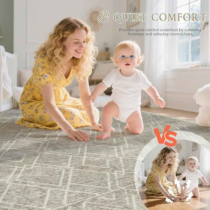 Area Rugs 5x7 Living Room Rug: Washable Geometric Moroccan Neutral Rugs Boho Modern Non Slip Area Rug Soft Indoor Floor Low Pile Carpet for Bedroom Nursery Dining Room Home Office (Brown, 5'x7')