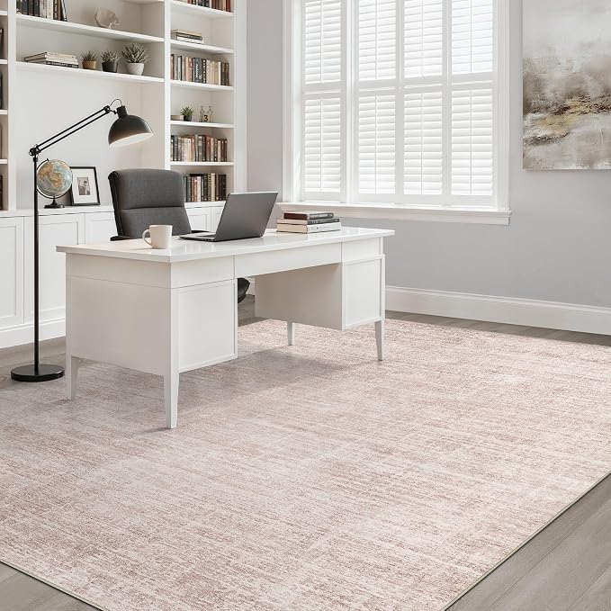 Pink Rug 6x8 Living Room: Washable Large Neutral Rugs Abstract Soft Modern Stain Resistant Indoor Floor Non-Slip Carpet for Nursery Kids Girls Bedroom Playroom Dining Room Under Table
