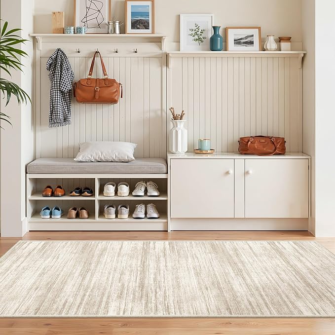 2x6 Runner Rug Non Slip,Washable Hallway Runner Rug,Brown | Neutral Rugs for Kitchen,Entryway,Bedroom,Bathroom,Nursery Room,Thin,Soft Runner Rug,Stain Resistant Indoor Carpet