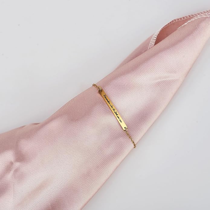 Dont Let The Hard Days Win Bracelet - Gold Hard Day Motivational Bangle Stainless Steel Engraved Words, Inspirational Chain Jewelry Gifts for Women Friend