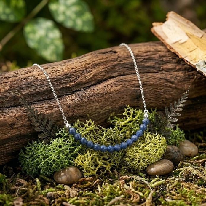 Natural Gemstone Dainty Pendant Necklace for Women Handmade Crystal Jewelry 925 Sterling Silver 18 Inch Chain Healing Chakra Christmas Birthday Gift for Her