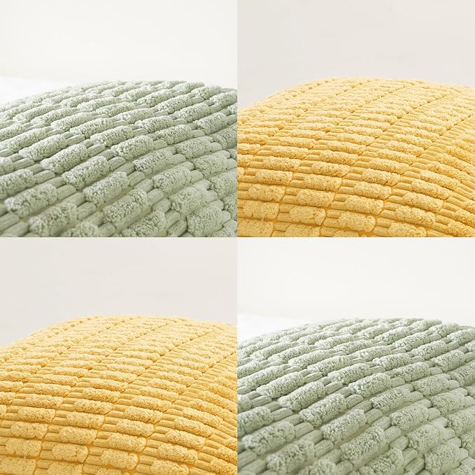 Fancy Homi 4 Packs Decorative Throw Pillow Covers for Living Room Couch Bed, Modern Farmhouse Boho Home Décor Accent Cushion Case, 18" x 18", Yellow Green Series