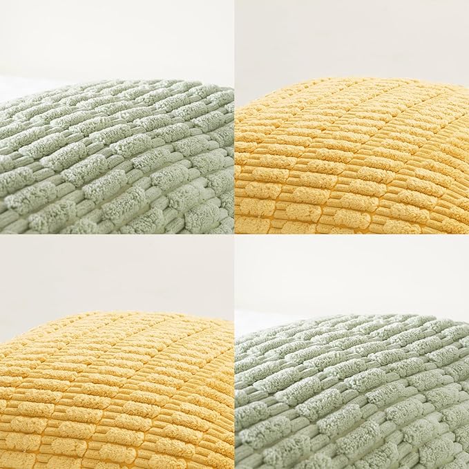 Fancy Homi 4 Packs Decorative Throw Pillow Covers for Living Room Couch Bed, Modern Farmhouse Boho Home Décor Accent Cushion Case, 20" x 20", Yellow Green Series