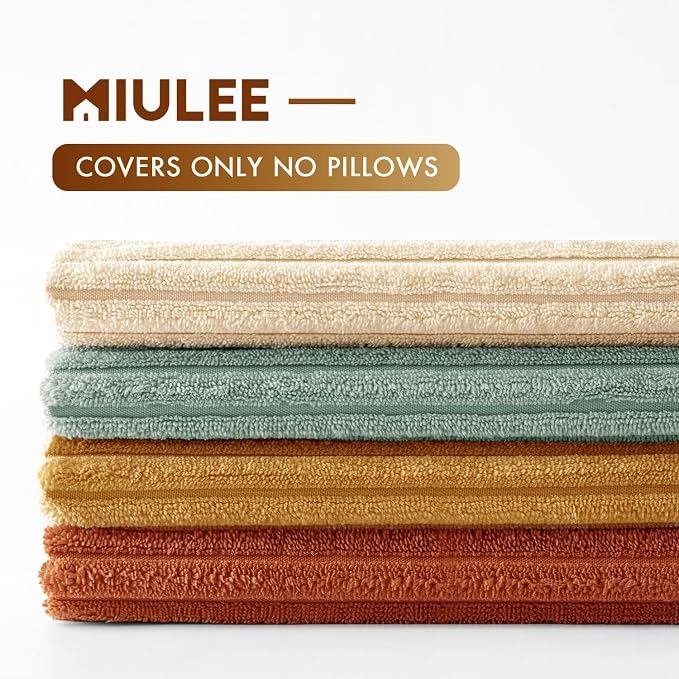MIULEE Boho Farmhouse Throw Pillow Covers 16x16 Inch Set of 4 Modern Natural Decorative Cushion Covers Soft Corduroy Fall Home Decor for Spring Couch Bed Sofa Living Room Teal-Rust Gradient Series
