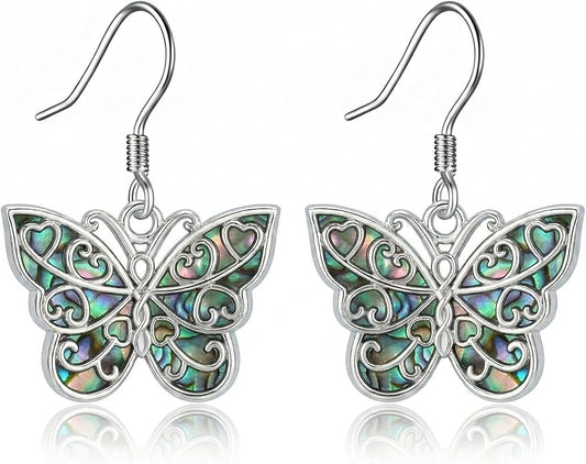 Silver Earrings Women Dangle Filigree/Abalone Shell/Turquoise Cowgirl Earrings Cat/Hummingbird/Chicken/Celtic Knot/Butterfly Jewelry Birthday Gifts for Women