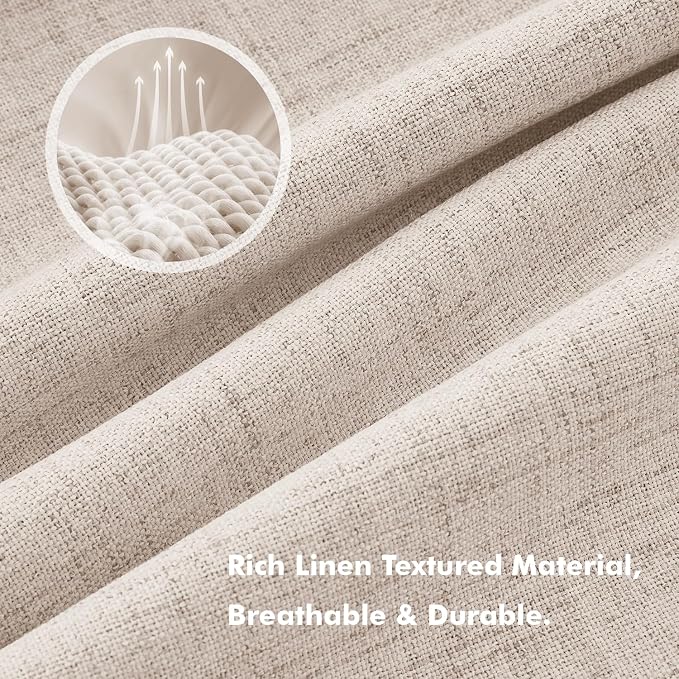 MIULEE 100% Blackout Linen Curtains 42 x 72 Inch Natural 2 Panels | Thermal Insulated, Room Darkening Drapes for Bedroom Living Room, Back Tab Rod Pocket Pinch Pleated, Solid Luxury Decor
