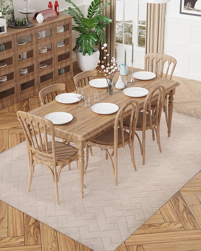Beige Area Rugs for Living Room, 9' x 12' | High-Low Arch Washable Non Slip Indoor Floor Mat Modern Soft Rugs for Bedroom Boho Solid Color Carpet for Dining Room Kitchen