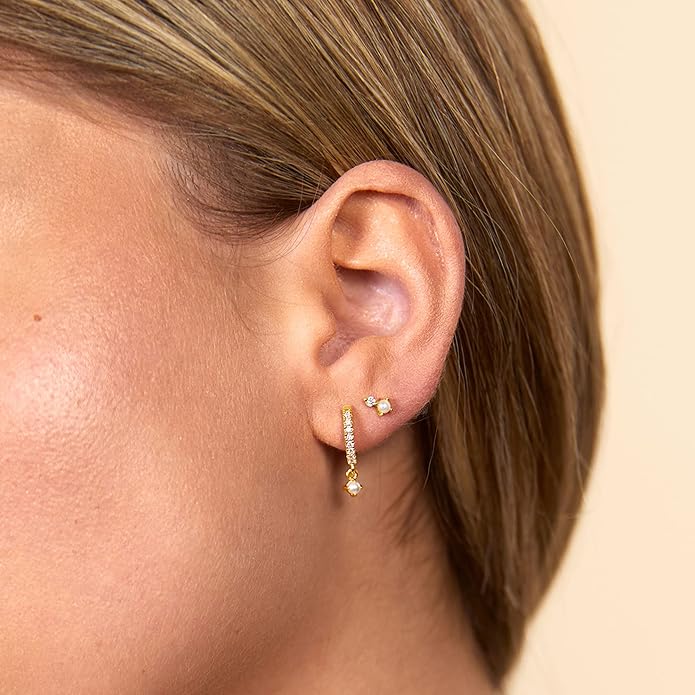 PAVOI 14K Gold Plated Sterling Silver Posts Dainty Mini Multi-Shape Flat Back Stud Earring Pack for Women | Helix Cartilage Piercing Jewelry