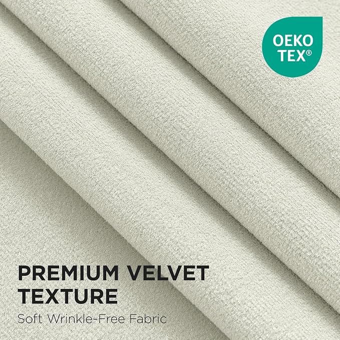 Joydeco 100% Blackout Velvet Curtains White 120 Inch Back Tab | Luxury Thermal Insulated Velvet Curtains for Bedroom Living Room, Soundproof Blackout Window Drapes