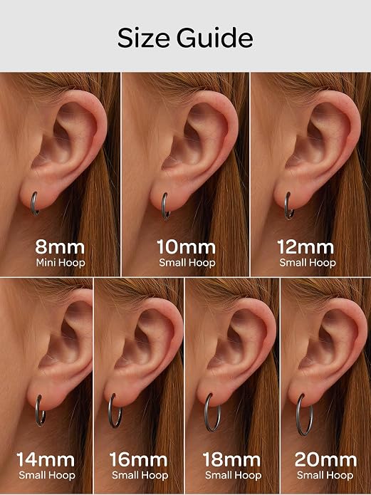 ChicSilver Sterling Silver Hoop Earrings for Women Hypoallergenic 925 Sterling Silver Huggie Earrings for Women Dainty Earring (8/10/12/14/16/18/20MM)