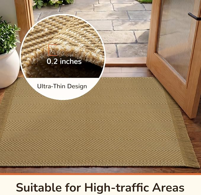 9x12 Washable Boho Area Rug with Tassels for Living Room Yellow Beige | Vacuum Friendly, Machine Washable, Non-Slip Rug, Modern Farmhouse Neutral Decor Carpet, Bedroom Dining Room Office Kitchen