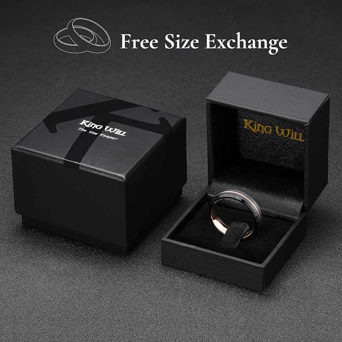 King Will Tungsten Carbide Wedding Band for Men Women-6/8/10mm Width Multicolor Available with Grooved Center Wedding Ring Suitable for Work, Gym Comfort Fit Size 4-16