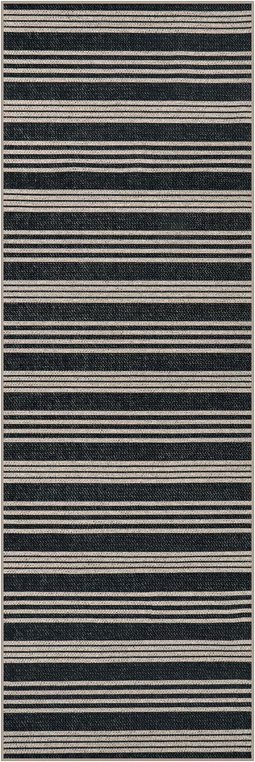 Lahome Striped Easy Jute Kitchen Runner Rug, 2x6 Washable Rugs for Entryway | Indoor Outdoor Non Slip Black Runners for Hallways, Modern Farmhouse Non Shedding Carpet for Laundry Room Front Porch Entry