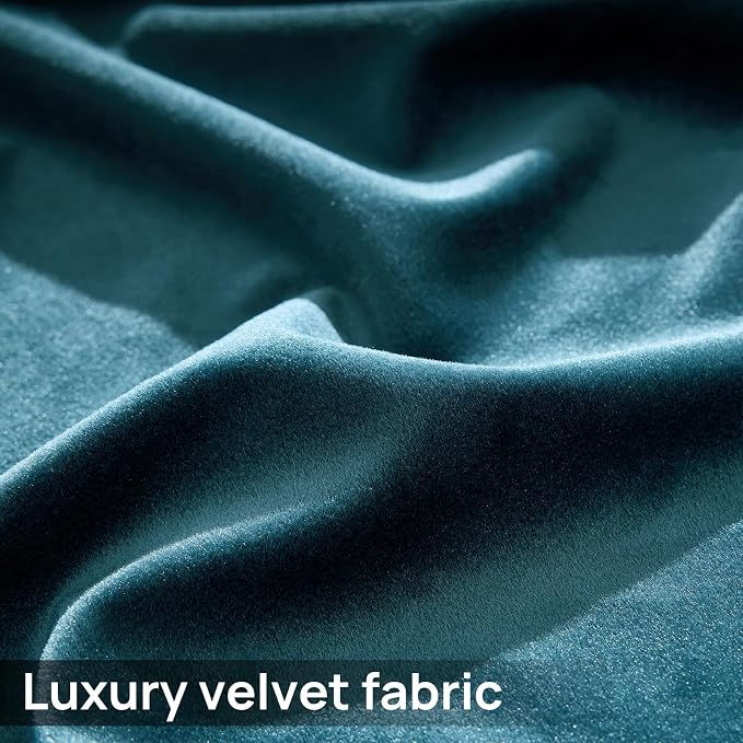 Elegant Peacock Blue Velvet Curtains 102 inches for Living Room,Luxury 2 Panels Room Darkening Rod Pocket Back Tab Curtain Thermal Insulated Heavy Soundproof Noice Reducing Window Drapes for Bedroom