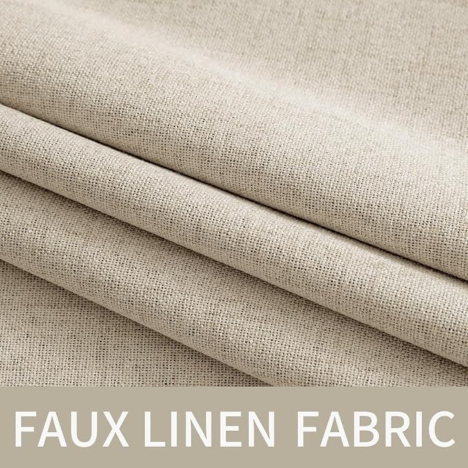 MIULEE 100% Blackout Linen Curtains for Bedroom Thermal Insulated Stone Grommet Room Darkening Curtains & Drapes Fall Decor for Living Room 52 x 108 Inch (2 Panels)