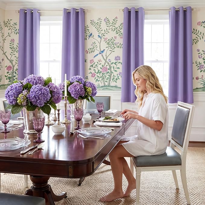 NICETOWN Thermal Insulated Grommet Room Darkening Curtains/Draperies/Panels for Bedroom (Lavender Purple, 2 Panels, W42 x L63 inches)