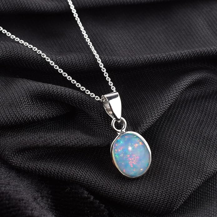 Raw Gemstone Dainty Pendant Necklace for Women, Trendy Healing Chakra Crystal, Birthstone Handmade 925 Sterling Silver Adjustable 18 inch Chain Jewelry, Birthday Gifts