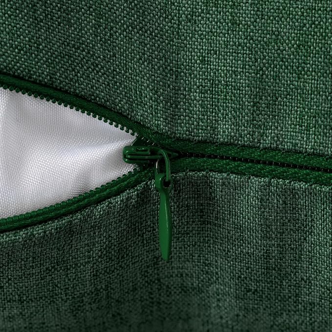 MIULEE Pack of 2 Decorative Outdoor Solid Waterproof Throw Pillow Covers Faux Linen Garden Farmhouse Cushion Cases for Patio Tent Balcony Couch Sofa 18x18 Inch Emerald Green