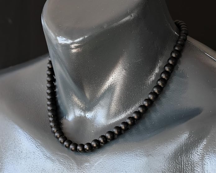 Natural Gemstone Beaded Choker Necklace | 8mm Handmade Adjustable Jewelry for Men & Women | Chakra Balancing Crystal Necklace | Spiritual Gift | Macrame Cord with Extender