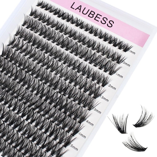 Lash Clusters LAUBESS Individual Lashes Waterproof Eyelash Clusters Mixed Tray Cluster Eyelash Extensions Soft Cluster Lashes for Beginners(40D-C-8-14)