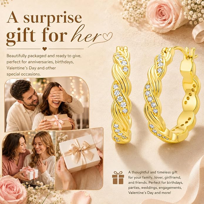 Gold Dainty Hoop Earrings for Women Hypoallergenic Lightweight 14K Gold Huggie Earrings Jewelry Valentines Day Gifts for Wife Girlfriend Her