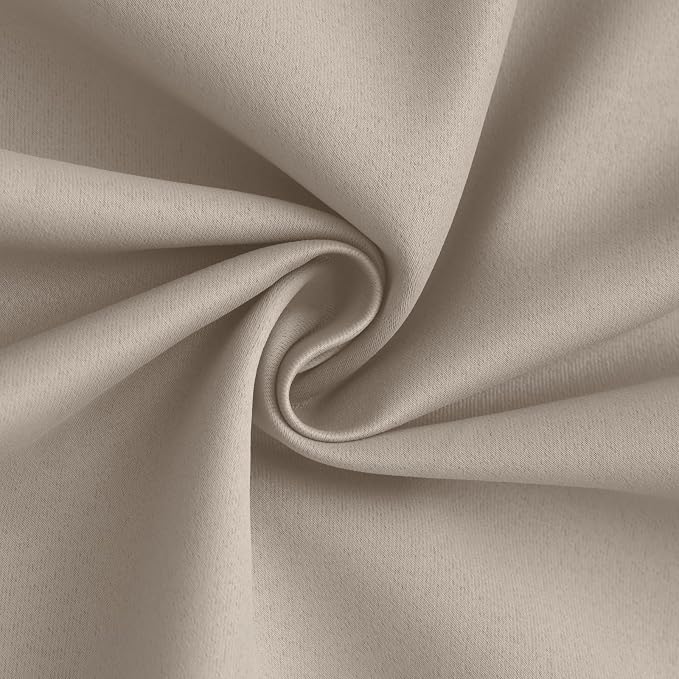 Yakamok Natural Blackout Curtains 96 Inches Long for Bedroom 50" Wide 2 PCS | Blackout Curtain Panels for Bedroom, 2 Thick Layers Grommet Top Thermal Insulated Drapes with White Back for Living Room