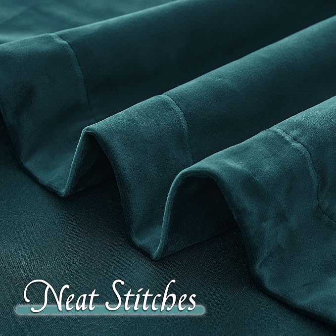 RYB HOME Velvet Closet Curtains 84 inches, Room Darkening Thermal Insulated Privacy Back Tab Drapes for Doorway Enterway, Dormitory, Peacock Blue, W 42 x L 84 inches, 2 Panels Set