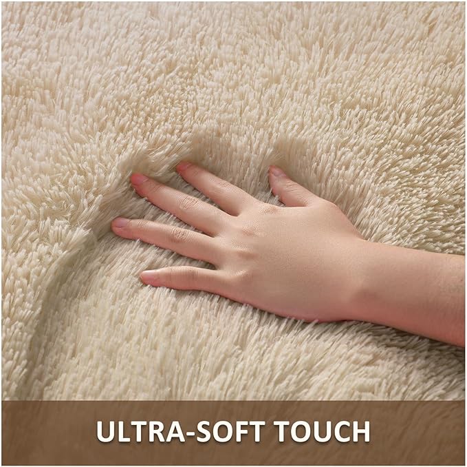 Ophanie 2x8 Runner Rug for Hallway,Upgrade Non-Slip Fluffy Soft Bedside Rugs,Bedroom Living Room Beige Shaggy Carpet for Kids Girls Boys Dorm Nursery Home Decor Aesthetic with Over 99 pcs Pile fibers