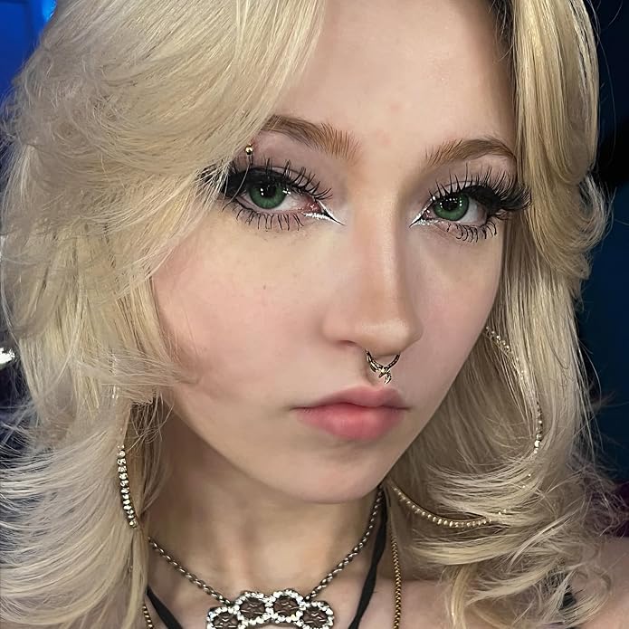 PUNKYOUTH Titanium 16G Septum Nose Ring Clicker Hoop Titanium 316L Surgical Steel Gothic Alternative Piercing Jewelry for Septum Helix Rook Tragus Cartilage Hinged Clicker Hoop with Bat Dragon Spike Eye Design 8mm