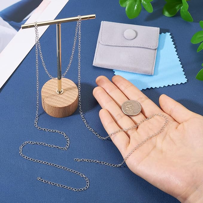 3.28 Feet Sterling Silver Chain for Jewelry Making, Oval Cable Chains 3.5x2.5mm Permanent Jewelry Kit for Women Men Bracelet Necklace Making