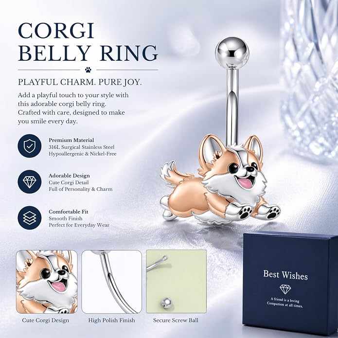 Sterling Silver 14G Belly Button Rings Cross/Cat/Butterfly/Cow/Skull/Birthstone Heart Navel Rings 16mm Body Piercing Jewelry for Women