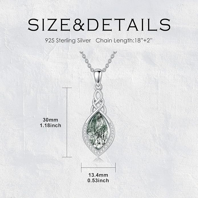 PELOVNY Celtic Knot Necklaces for Women 925 Sterling Silver Gemstone/Birthstone Teardrop Infinity Necklace Irish Celtic Pendant Jewelry Gifts for Mom Daughter Wife