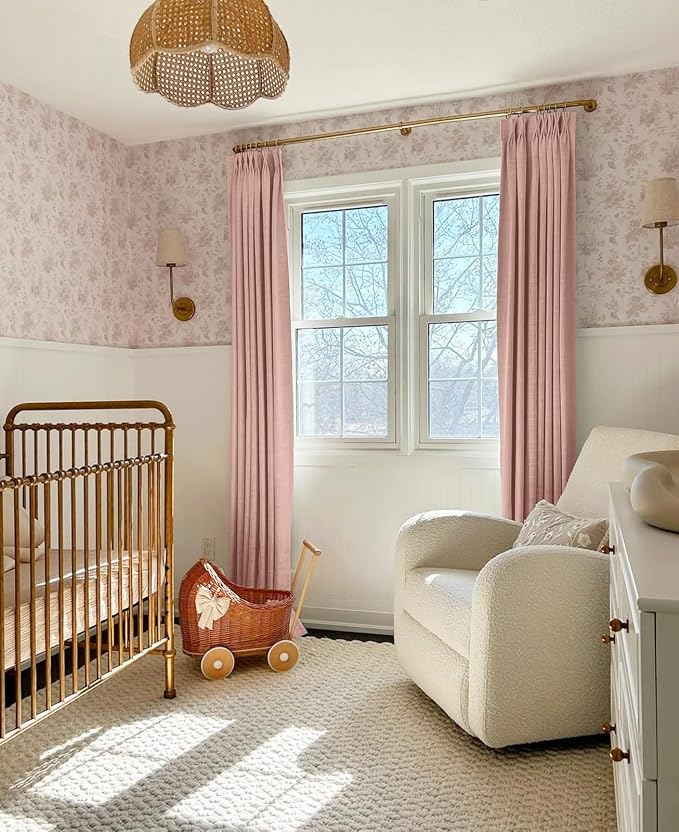 CAPALOCA Pinch Pleated Curtains Blackout, Linen Blackout Curtains 108 inches Long 2 Panels Set for Bedroom, Thermal Insulated Pinch Pleated Drapes for Living Room, 40"W x 108"L (Pack of 2), Blush Pink