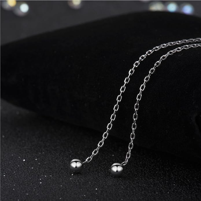 S.Leaf Threader Earrings for Women 925 Sterling Silver Gold Plated Hypoallergenic Backless Ardant Chain Duster Tassel Drop Double Piercing Pull Through Earrings for Women Trendy